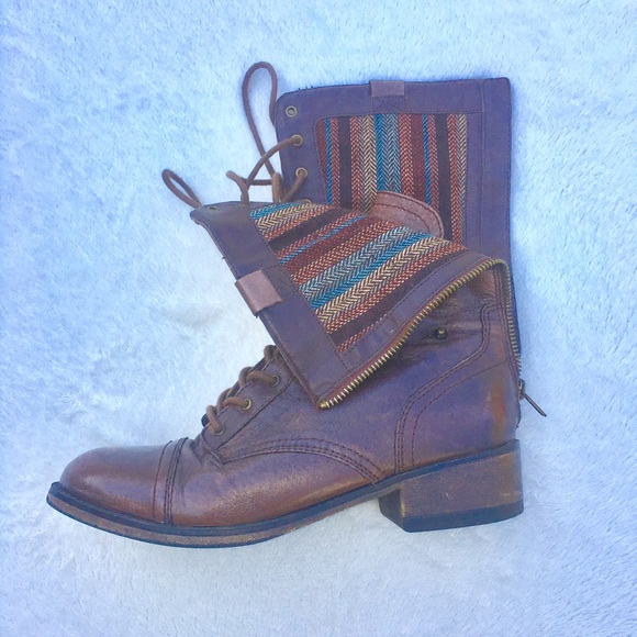 Steve Madden Shoes - STEVE MADDEN PARTO BROWN COMBAT BOOTS 9 EUC